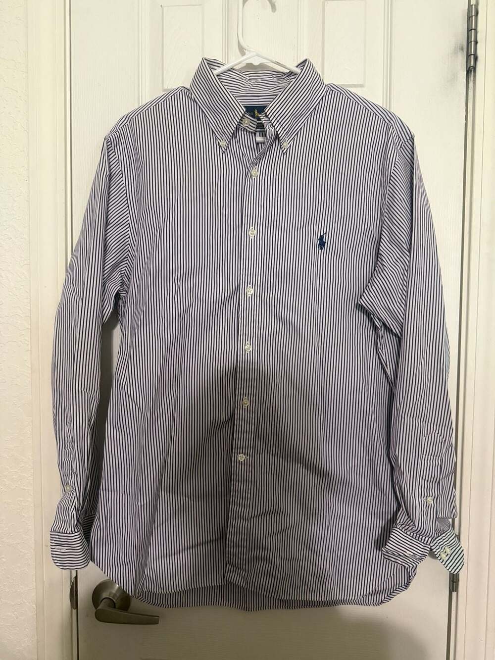 Ralph Lauren Slim Fit Dress Shirt Blue White Stripe Pony Men’s 16.5 34/35